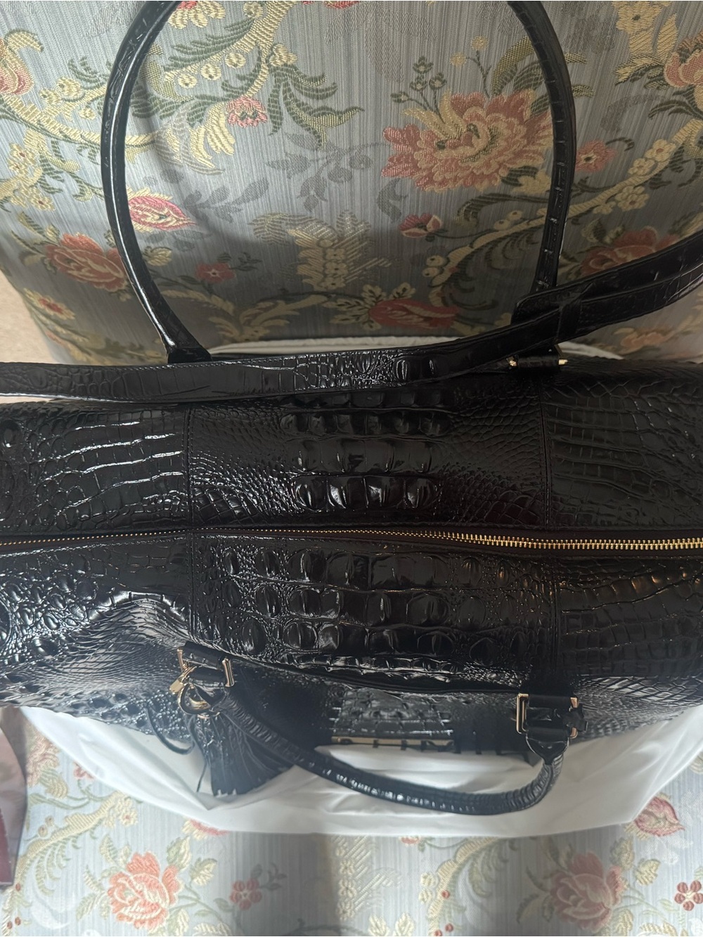 1.) BRAHMIN Duxbury Weekender Black Melbourne XL Leather Travel Bag NWOT - Picture 4 of 13